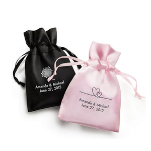 Customized jewelry small packaging gift dust wig drawstring pouch custom logo satin bags