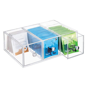 Clear Stackable lucite tea bag organizer clear acrylic makeup storage box with drawer