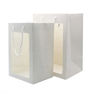 APB007 Custom Paper Cosmetic Bag With Transparent Window Shopping Bag