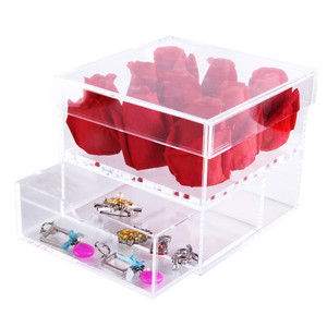 Acrylic 9 rose box with drawer flowers display boxes