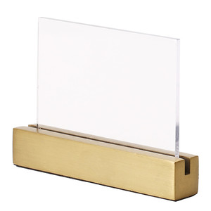 APH010 Luxury Small Desktop Label Stand Sign Holder Gold Brushed Metal Sign Display