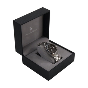 Custom PU Leather Watch Box With Silver Foil Logo(1)