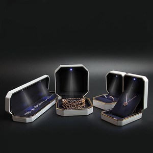 LED light jewelry box octagonal ring necklace box with LED