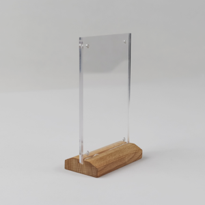 Custom Acrylic Menu Display Acrylic Table Display Stand with Wooden Base