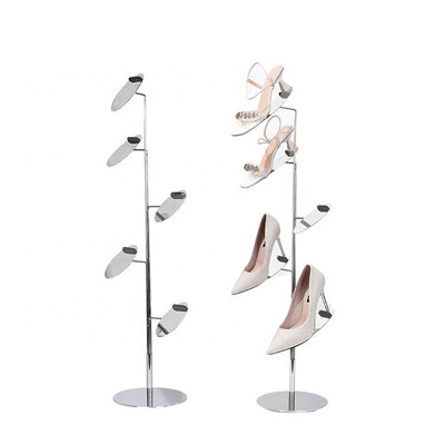 ASH026 Multilayer Glossy Silver Metal Shoe Display Racks