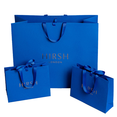 APB012 Custom promotional shopping paper bag apparel bag with hidden ribbon handle