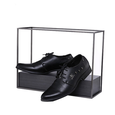 ASH019 Wholesale Matt Black Metal Racks With Wood Display Racks For Fashion Stores