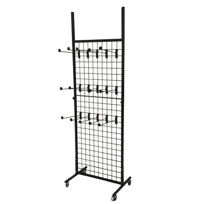 AFL011 Customized Floor Slat Wall Shelf Metal Display Rack With Hooks