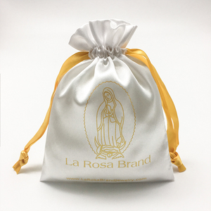 AST008 Custom Logo White Satin Silk drawstring bag For Shoe Leather Bag Jewelry Packaging Dust Bag