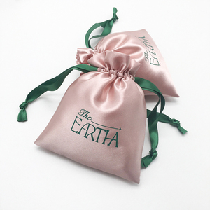 AST007 Custom Logo Pink Satin Silk drawstring bag For Shoe Leather Bag Jewelry Packaging