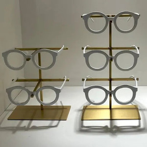 AGL042 Customized Metal Eyewear Display Stand Rack Brushed Gold Shiny Gold Racks