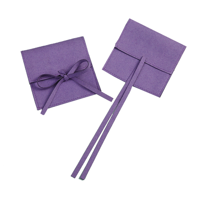 AMF003 Customized Logo Flip Cover Microfiber Bag Jewelry Pouch With Lace up closure