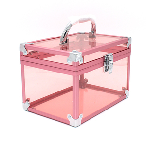 ACS020 Pinky Acrylic Display Makeup Cosmetic Storage Box with Lid Handle
