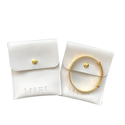 APU002 Custom Flip Cover PU Leather Jewelry Pouch Packaging Gift Bag With Snap