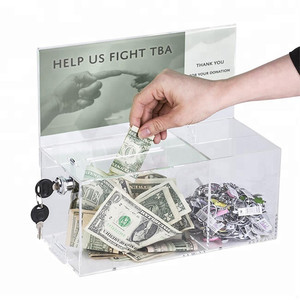 ABX003 Give and Take Clear Locking Custom Acrylic Donation Box With Poster Frame