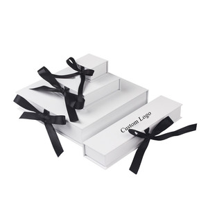 AJX005 Custom paper jewelry packaging with ribbon ring/earring/necklace box jewelry box