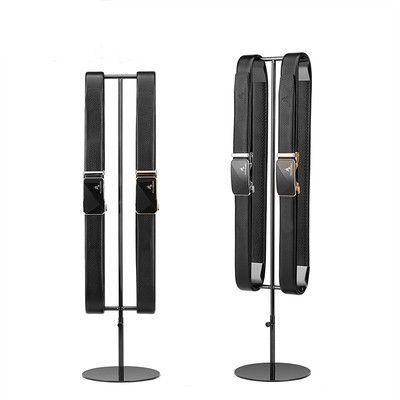 ABE001 Leather Belt Display Rack Tabletop Stand Stainess Steel Black Titanium
