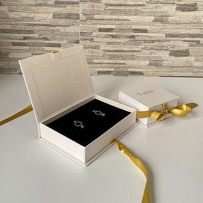 AJX018 Customized &nbsp;Paper Cardboard Jewelry Box Necklace Box Earring Box With Ribbon With Foam Insert