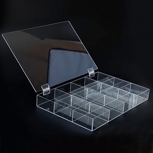 ABX009 Custom clear plexiglass plastic acrylic divided box with 12 compartments storeage box for  je