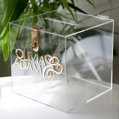 ABX007 High quality mirror gold silver acrylic wishing well Box Ballot Box With Lock